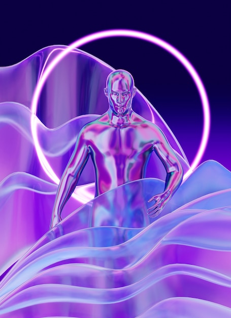 Free photo 3d rendering of holographic layering