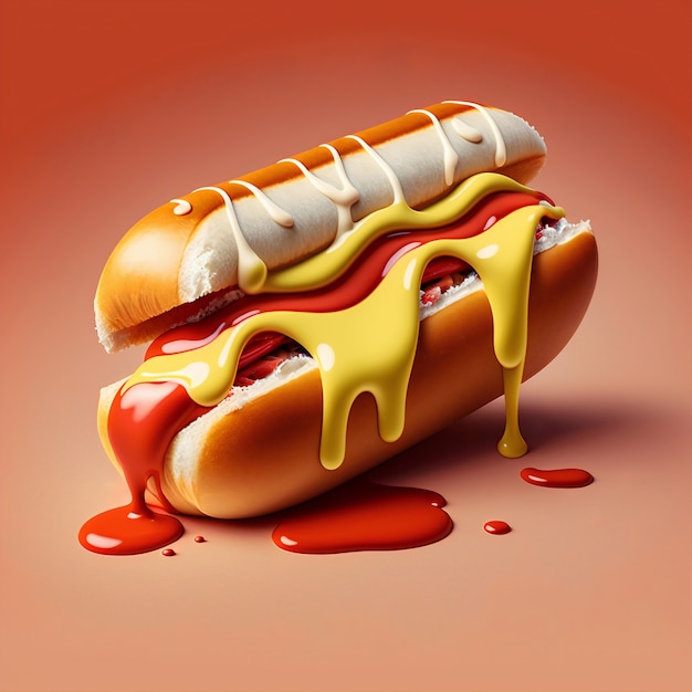 3d rendering of hotdog melting