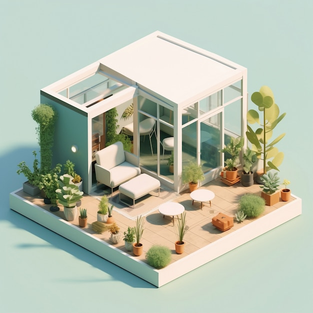 Free photo 3d rendering of isometric house