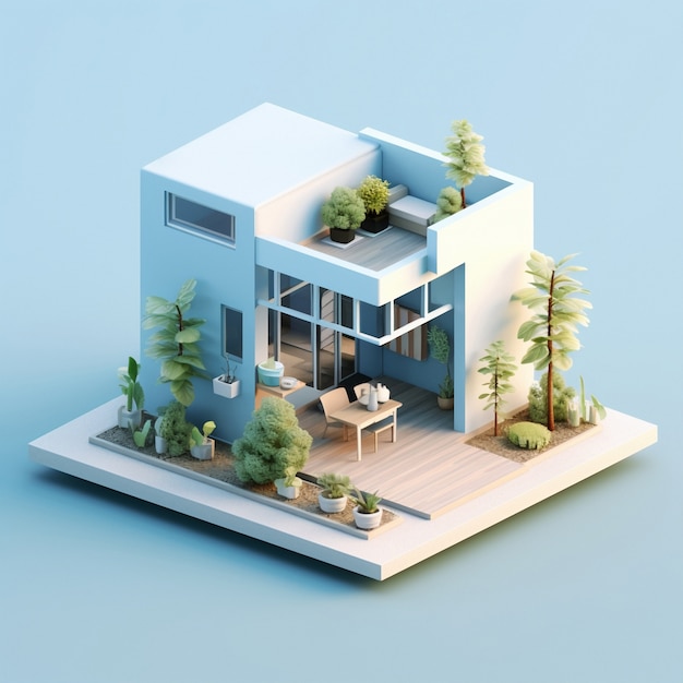 3d rendering of isometric house