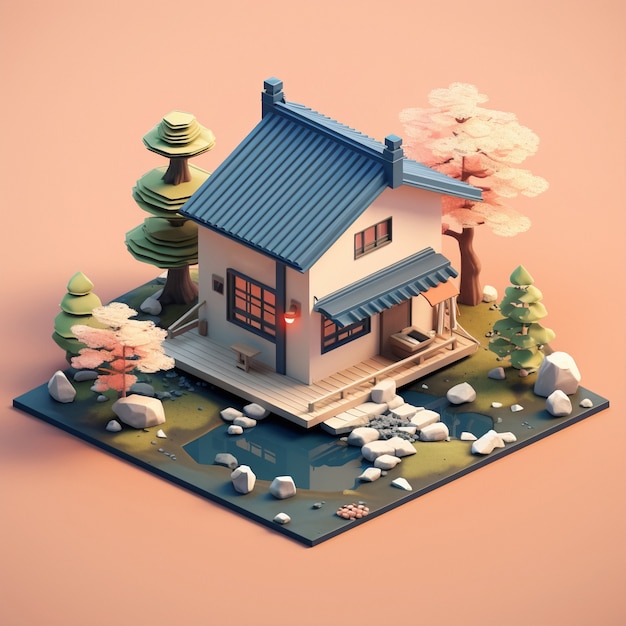 3d rendering of isometric house