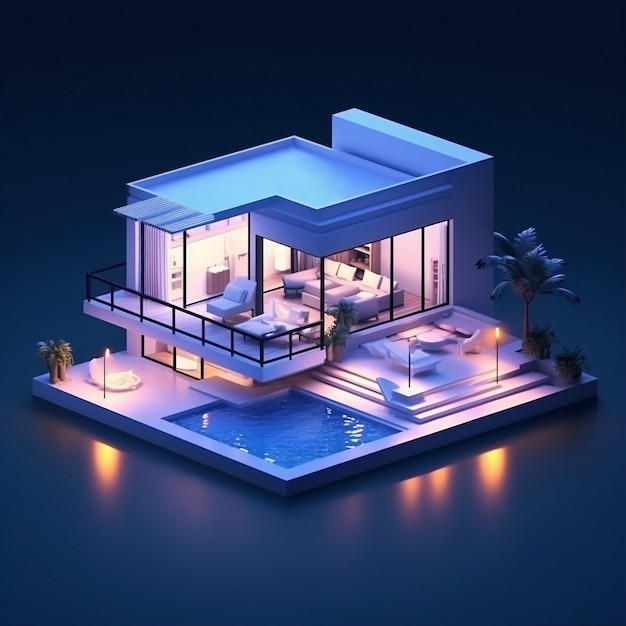 Free Photo 3d rendering of isometric house