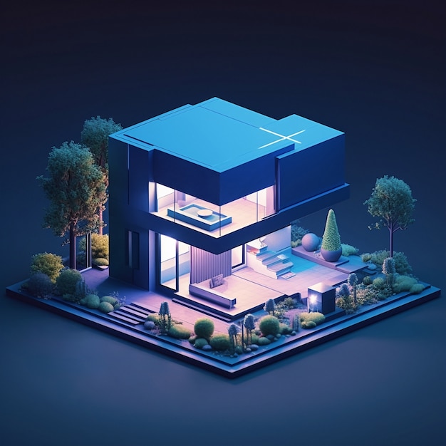 Free photo 3d rendering of isometric house