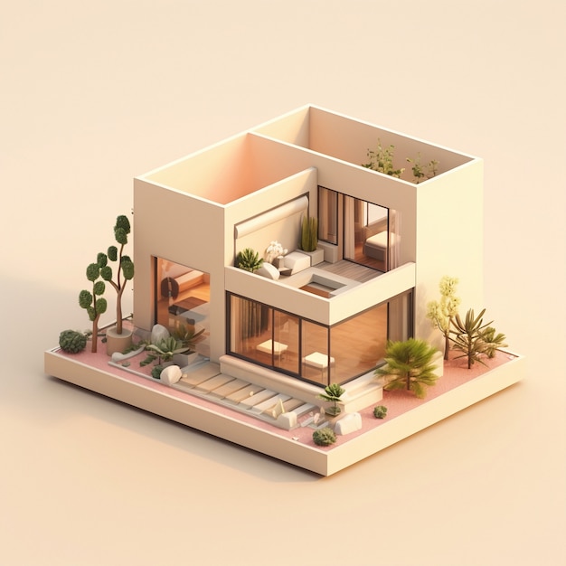 Free photo 3d rendering of isometric house