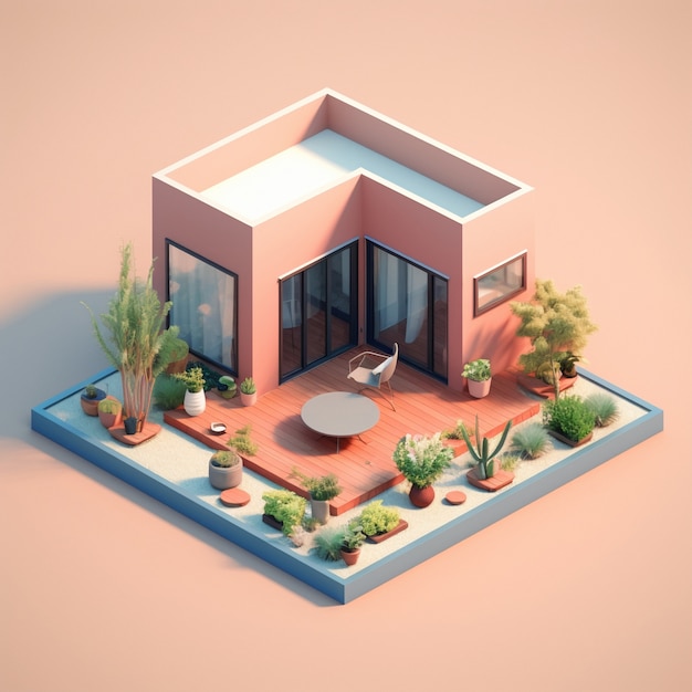 Free photo 3d rendering of isometric house