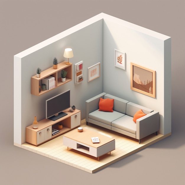 Free photo 3d rendering of isometric house