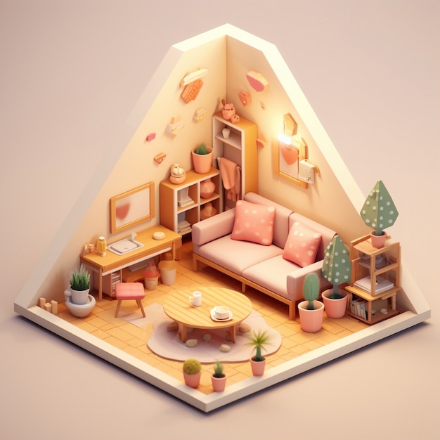 Free photo 3d rendering of isometric house