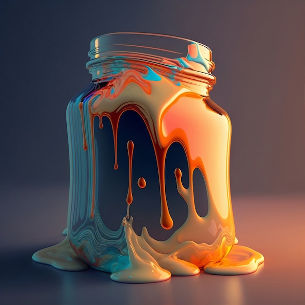 Free photo 3d rendering of jar melting