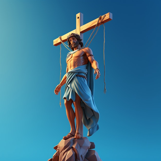 Free photo 3d rendering of jesus on cross