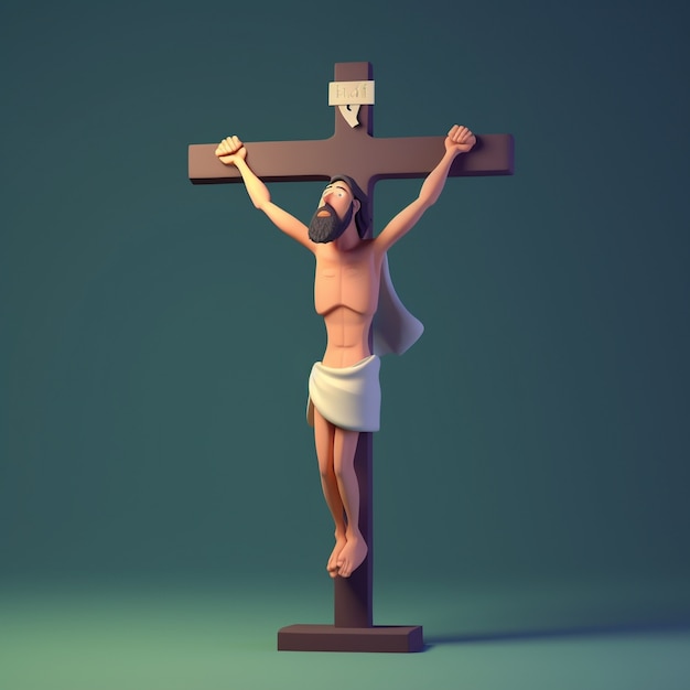 Free photo 3d rendering of jesus on cross