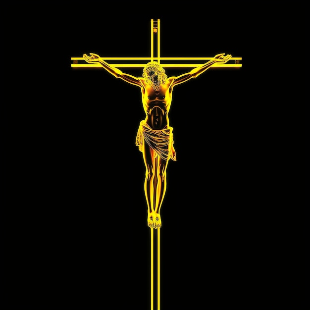 Free Photo 3d rendering of jesus on neon cross