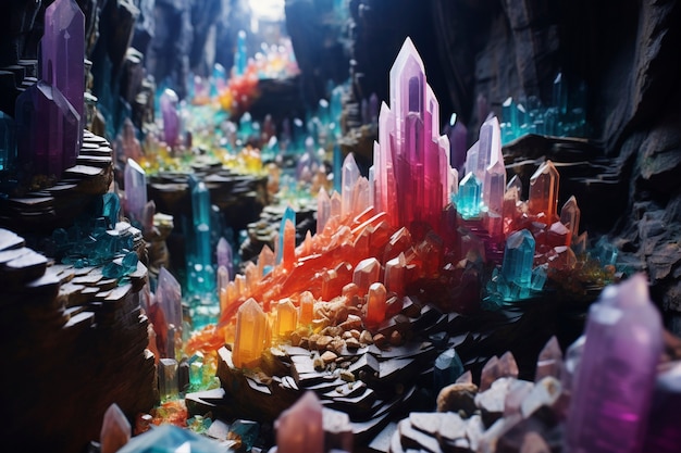 Free Photo 3d rendering of  landscape with crystals