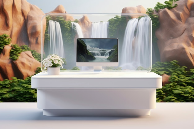 3d rendering of laptop in nature