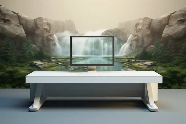 3d rendering of laptop in nature