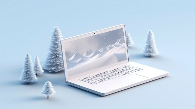 Free Photo 3d rendering of laptop