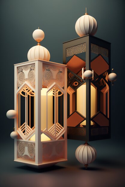 3d rendering of latern still life