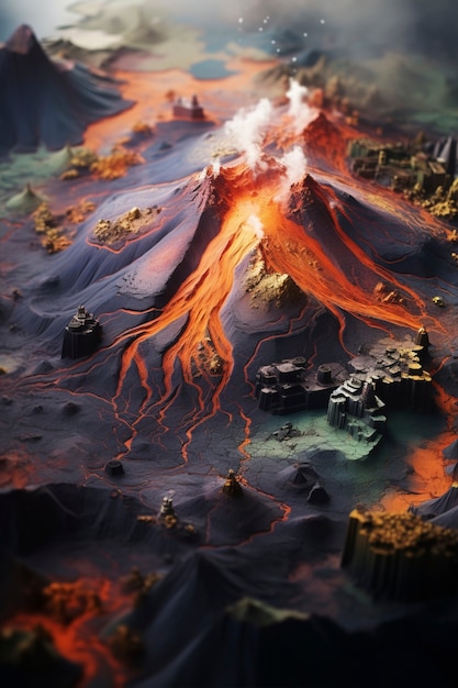 3d rendering of lava landscape