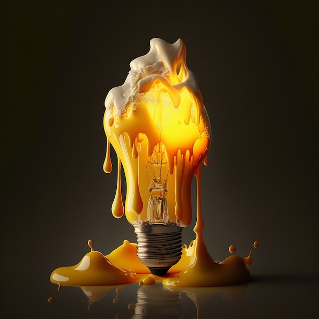 Free photo 3d rendering of light bulb melting