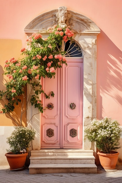 Free photo 3d rendering of mediterranean door