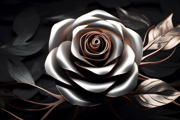 Free photo 3d rendering of metal rose