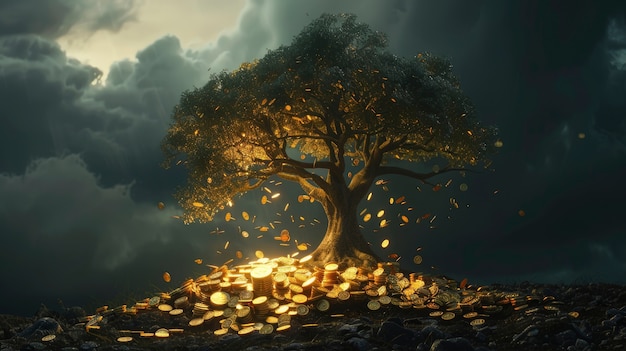 3d rendering of money tree