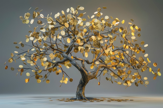 Free photo 3d rendering of money tree