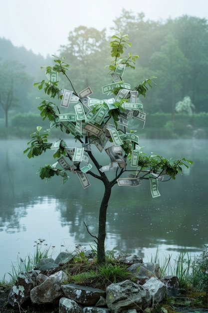 Free photo 3d rendering of money tree