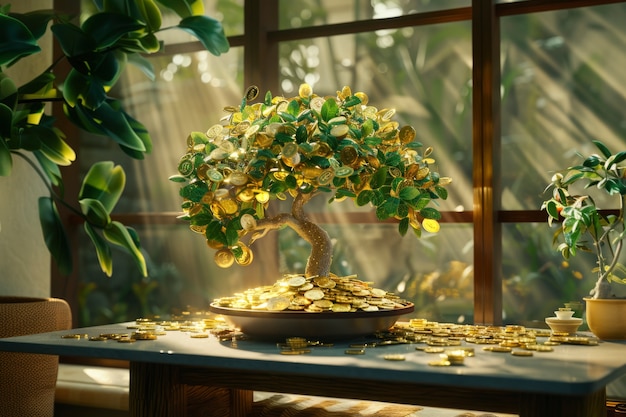 Free Photo 3d rendering of money tree