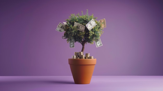 Free Photo 3d rendering of money tree