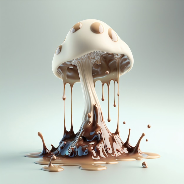 3d rendering of mushroom melting