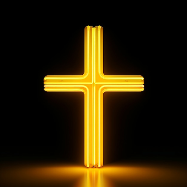 3d  rendering of neon cross symbol