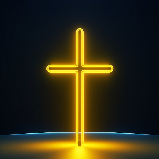 3d  rendering of neon cross symbol