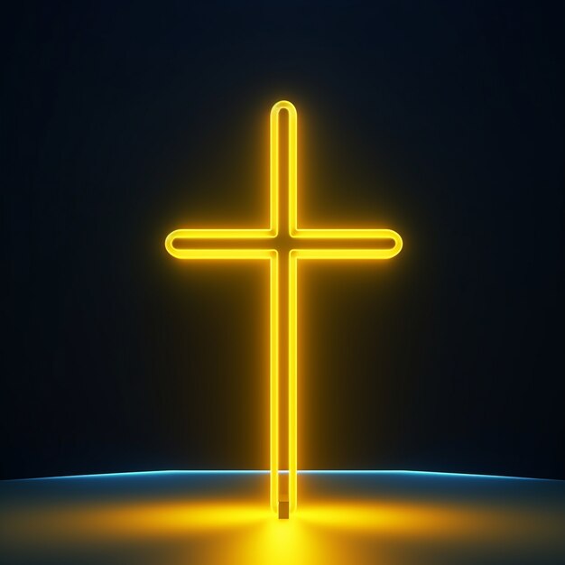 3d  rendering of neon cross symbol