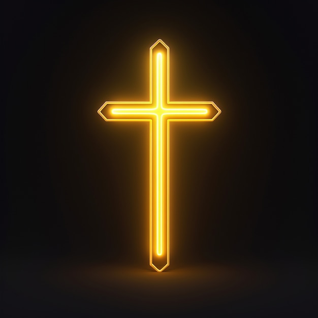 3d  rendering of neon cross symbol