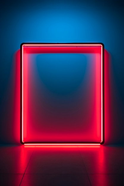 Free Photo 3d rendering of neon square  background