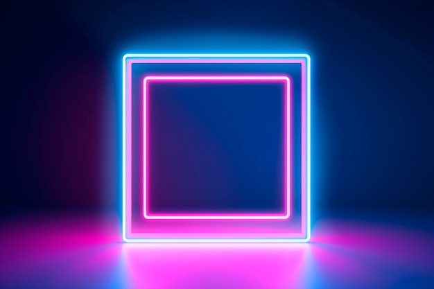 Free photo 3d rendering of neon square  background