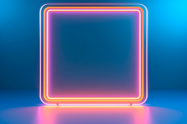 Free photo 3d rendering of neon square shape