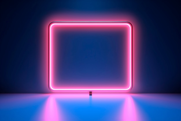 Free Photo 3d rendering of neon square shape