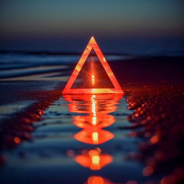 Free photo 3d rendering of neon  triangle