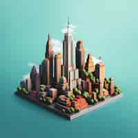 Free photo 3d rendering of new york city isometric miniature