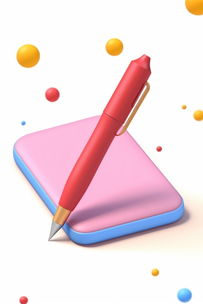 Free photo 3d rendering of  pen with notebook