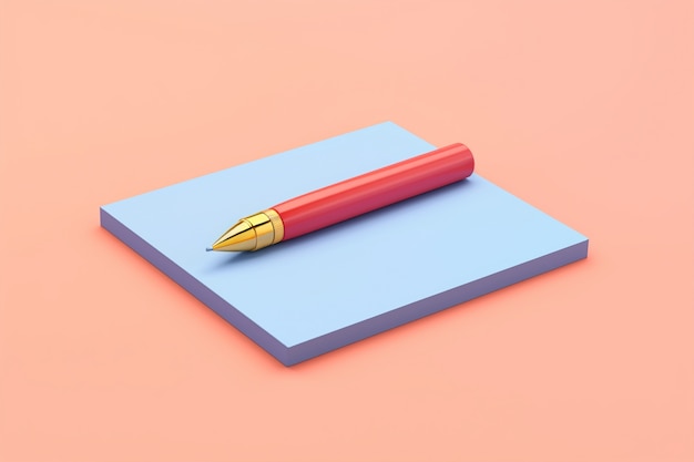 Free photo 3d rendering of  pen with notebook