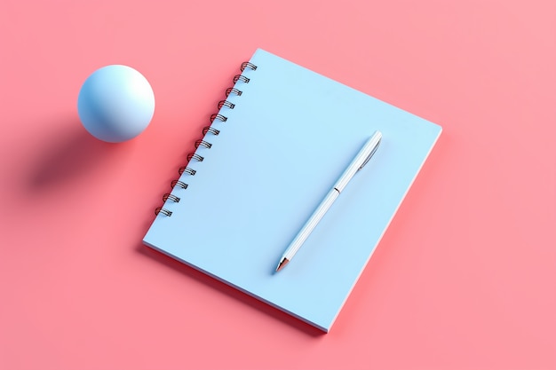 3d rendering of pen with notebook