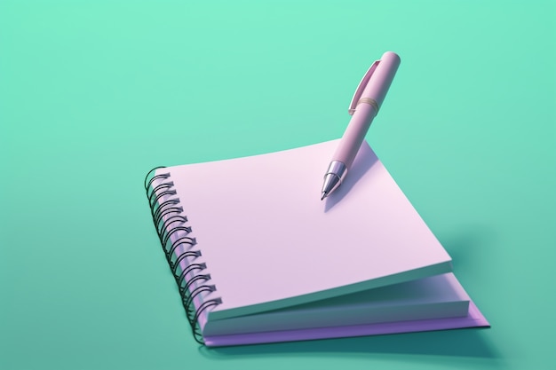 3d rendering of pen with notebook