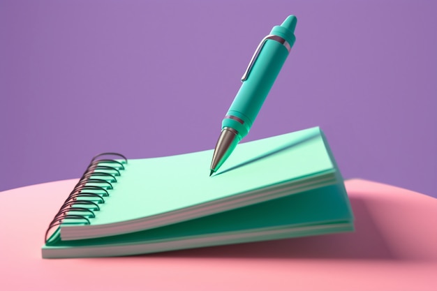 Free Photo 3d rendering of pen with notebook