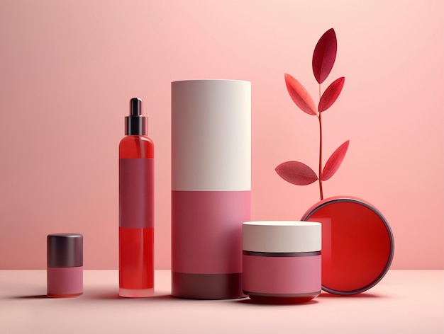 3d rendering of personal care products in fondant pink