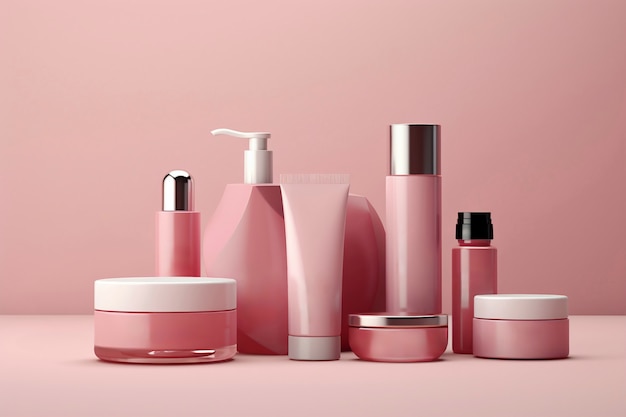 3d rendering of personal care products in fondant pink