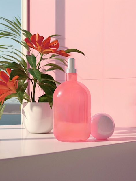 3d rendering of personal care products in fondant pink