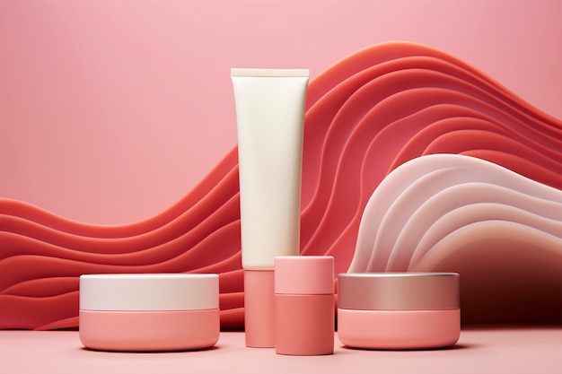 Free photo 3d rendering of personal care products in fondant pink