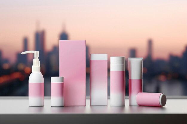 3d rendering of personal care products in fondant pink